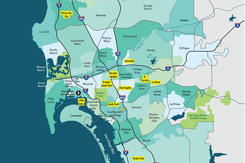 affordable neighborhoods in San Diego map overview