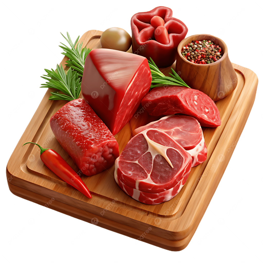 assorted raw steak cuts on cutting board