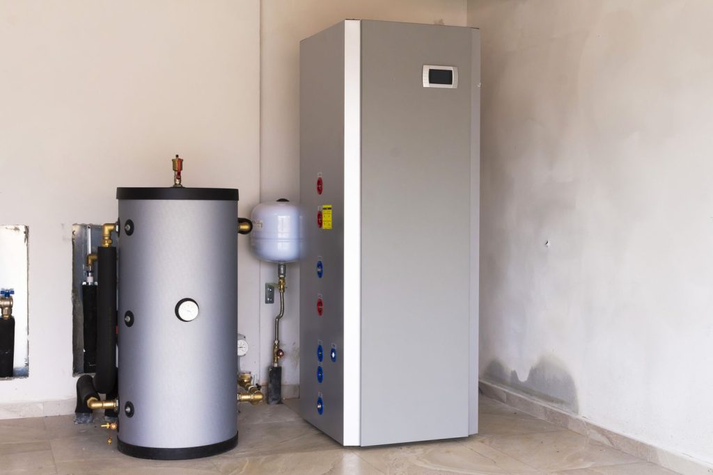 cheap 40 gallon gas water heater installed in residential home