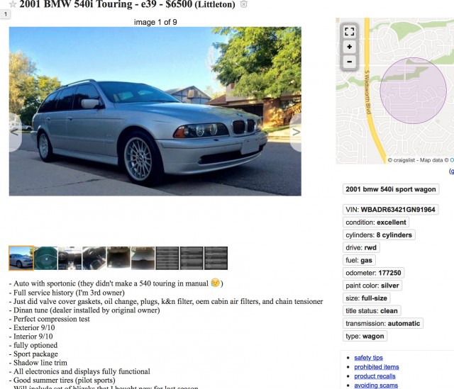 cheap used cars listed on Craigslist classifieds
