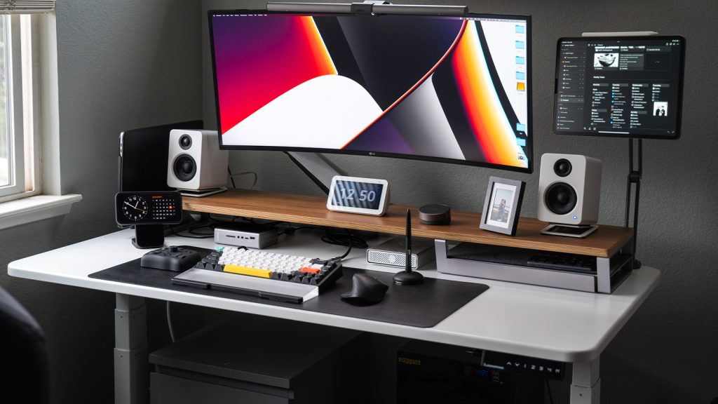 cheap wireless keyboard desk setup