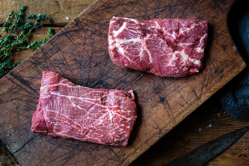 flat iron steak raw cut