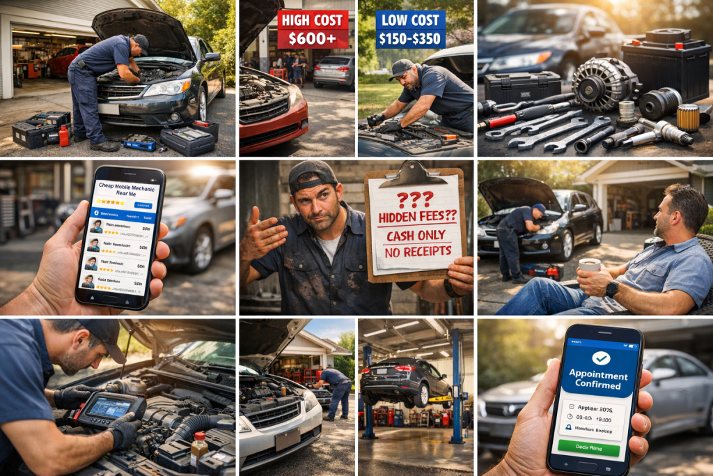 mobile mechanic service at home vs traditional auto repair shop with lift