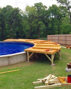 decorative skirting around above ground pool base