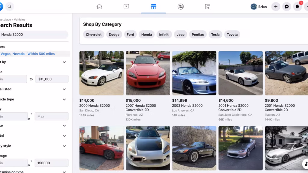 searching crazy cheap cars on Facebook Marketplace
