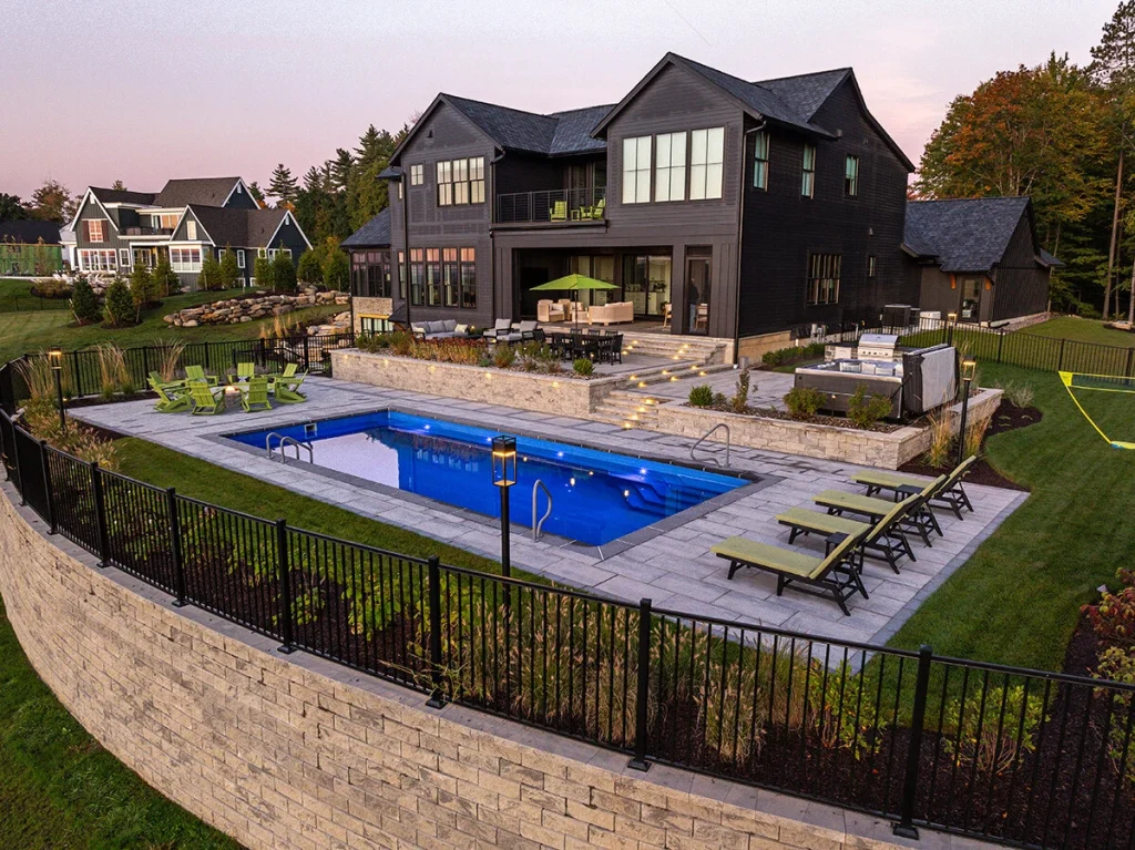 maintained above ground pool landscaping backyard