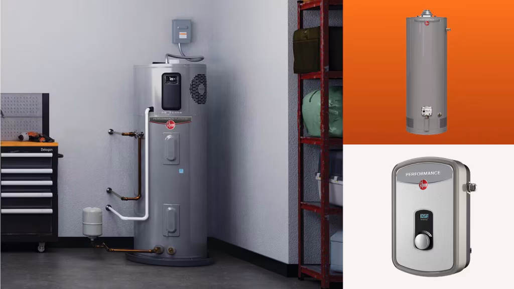 water heater price tags in store aisle